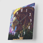 ライオンとカブス スクエア壁時計 (傾斜)