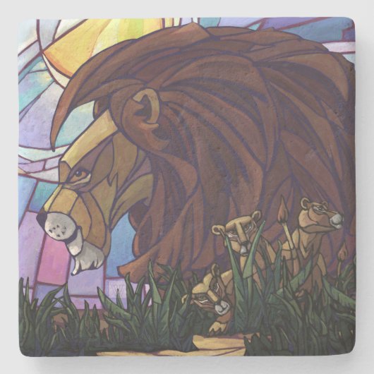 ライオンとカブス ストーンコースター (正面)