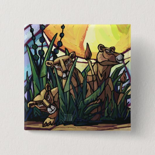 ライオンとカブス 缶バッジ (正面)