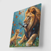 ライオンとカブ スクエア壁時計 (傾斜)