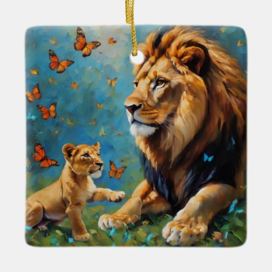 ライオンとカブ セラミックオーナメント (正面)