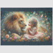 ライオンとガールのクリスチャンの芸術のデコパージュ 薄葉紙 (正面)