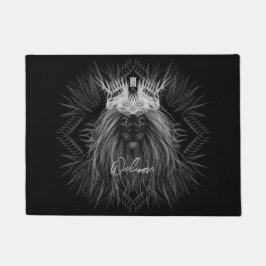 ライオンとクラウンモノグラム歓迎 ドアマット