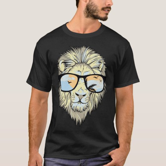 ライオンとサングラス Tシャツ (正面)