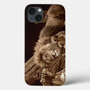ライオンとテディベアの少女 iPhone 13ケース