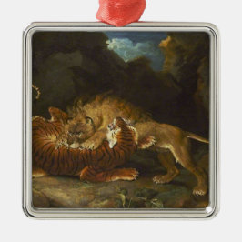 ライオンとトラの戦い メタルオーナメント