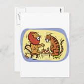 ライオンとトラ遊ガのチェス ポストカード (正面/裏面)