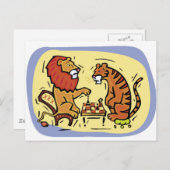 ライオンとトラ遊ガのチェス ポストカード (正面/裏面)