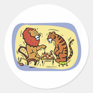 ライオンとトラ遊ガのチェス ラウンドシール