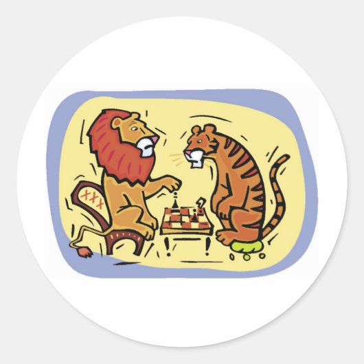 ライオンとトラ遊ガのチェス ラウンドシール (正面)