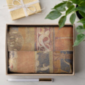 ライオンとドラゴン中世フレスコ画イエローオレンジ 薄葉紙 (ギフト)