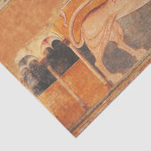 ライオンとドラゴン中世フレスコ画イエローオレンジ 薄葉紙 (詳細)