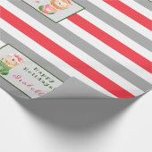 ライオンとネコカスタマイズの文字と名前 ラッピングペーパー (角)