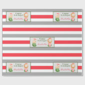 ライオンとネコカスタマイズの文字と名前 ラッピングペーパー (フラット)