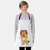 ライオンとハート エプロン (着用した状態)