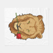 ライオンとバラ フリースブランケット (正面(横))