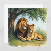 ライオンとライオンが木の下空白のに ノートカード (正面/裏面)