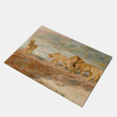 ライオンとライオンはアフリカの川の岸にいる ドアマット (アングル)