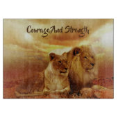 ライオンとライオンズガラスの大きな切り板 カッティングボード (正面)