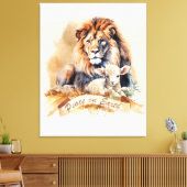 ライオンとラムのクリスマスのサイン キャンバスプリント (インサイチュ (リビング))