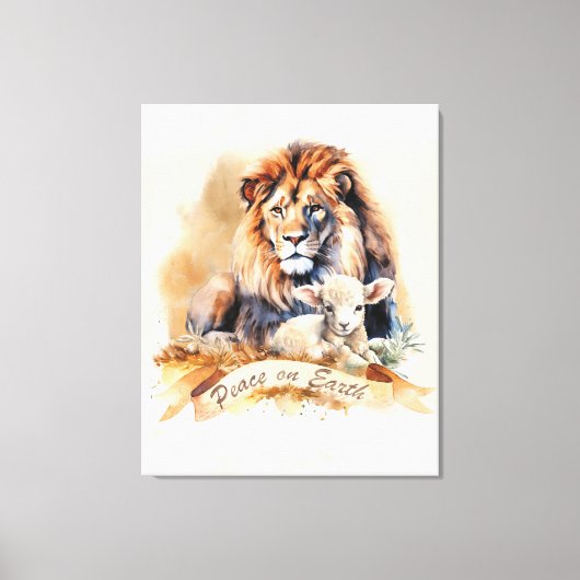 ライオンとラムのクリスマスのサイン キャンバスプリント (正面)