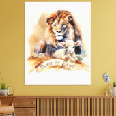 ライオンとラムのクリスマスのサイン キャンバスプリント (インサイチュ (リビング))