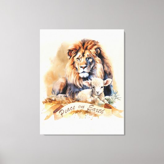 ライオンとラムのクリスマスのサイン キャンバスプリント (正面)