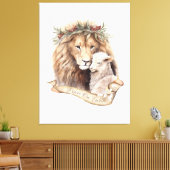 ライオンとラムのクリスマスのサイン キャンバスプリント (インサイチュ (リビング))