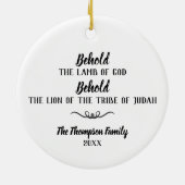 ライオンとラムのクリスマスオーナメントはカスタマイズ可能 セラミックオーナメント (裏面)