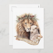 ライオンとラムのクリスマスカード シーズンポストカード (正面/裏面)