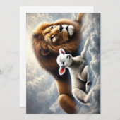 ライオンとラムのグリーティングカード (正面/裏面)