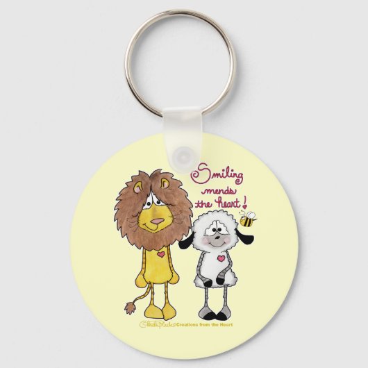 ライオンとラムのハートパッチ キーホルダー (正面)