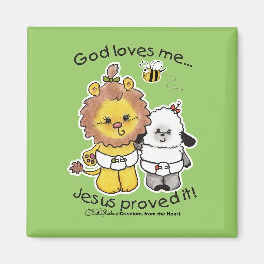 ライオンとラムのベビー マグネット (正面)