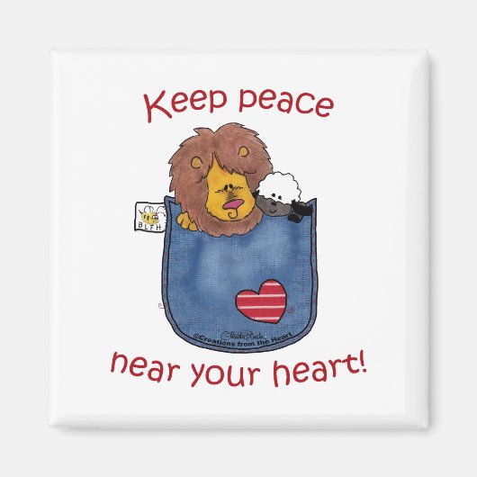 ライオンとラムのポケットパール マグネット (正面)