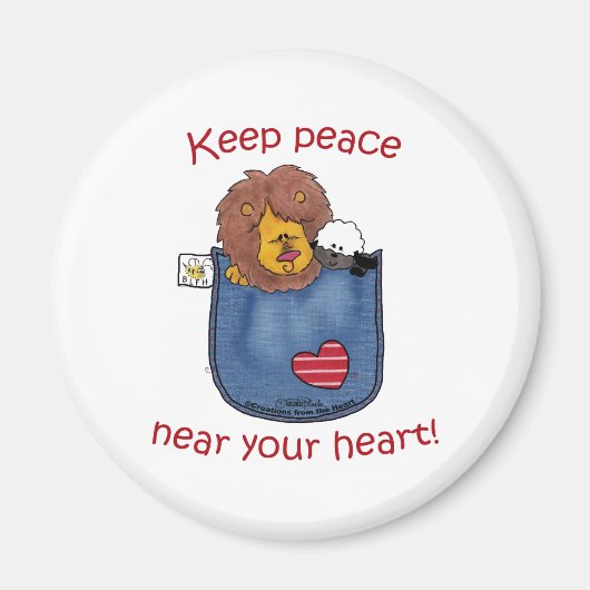 ライオンとラムのポケットパール マグネット (正面)