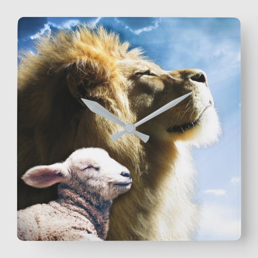 ライオンとラムの壁時計 スクエア壁時計 (正面)