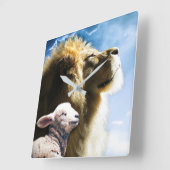 ライオンとラムの壁時計 スクエア壁時計 (傾斜)