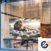 ライオンとラムの窓が引っ掛かる ウィンドウサイン (カフェ窓)