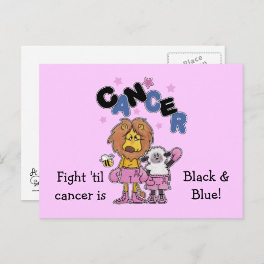 ライオンとラムボクサー – がんと青と黒を作る ポストカード (正面/裏面)