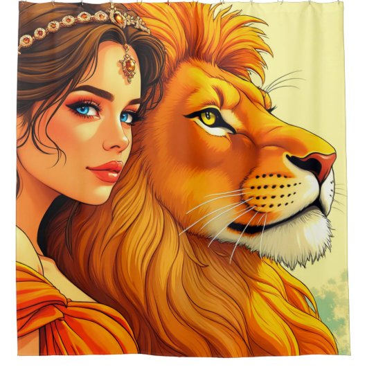 ライオンとレディ シャワーカーテン (正面)