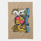 ライオンと一角獣の激しいビアコート・オブ・アームズ キッチンタオル (縦)