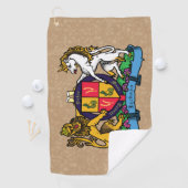 ライオンと一角獣の激しいビアコート・オブ・アームズ ゴルフタオル (インサイチュ)