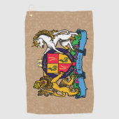 ライオンと一角獣の激しいビアコート・オブ・アームズ ゴルフタオル (正面)