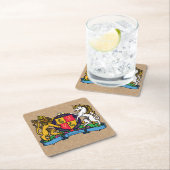 ライオンと一角獣の激しいビアコート・オブ・アームズ スクエアペーパーコースター (インサイチュ)