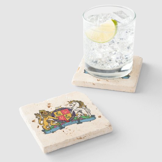 ライオンと一角獣の激しいビアコート・オブ・アームズ ストーンコースター (横)