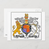 ライオンと一角獣(ユニコーン)の上衣(うで)。 ポストカード (正面/裏面)