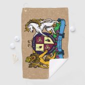 ライオンと一角獣（ユニコーン）の激しいワインコート・オブ・アームズ ゴルフタオル (インサイチュ)