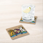 ライオンと一角獣（ユニコーン）の激しいワインコート・オブ・アームズ スクエアペーパーコースター (インサイチュ)