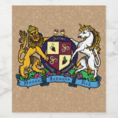 ライオンと一角獣（ユニコーン）の激しいワインコート・オブ・アームズ ワインラベル (シングルラベル)