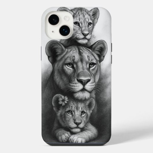 ライオンと子ライオン iPhoneケース (裏面)